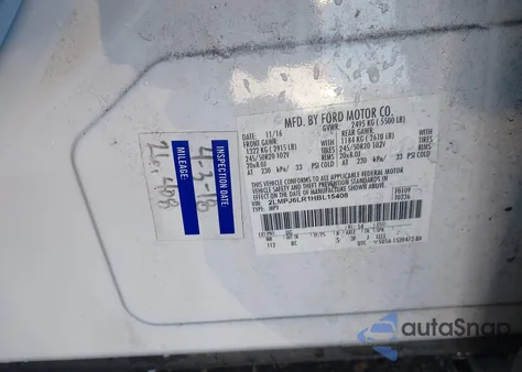 2017 Lincoln Mkx Reserve z USA, uszkodzony, nr VIN 2LMPJ6LR1HBL15408